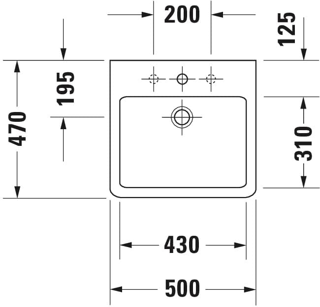 Раковина настенная Duravit Vero 500х470 мм., арт.: 0454500000 3