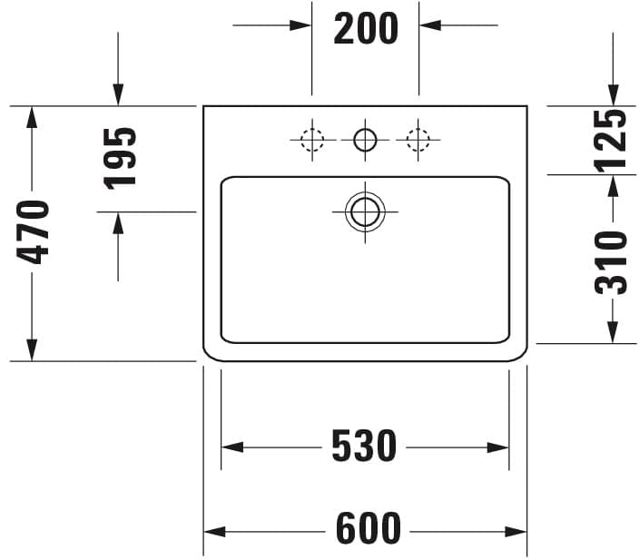 Раковина настенная Duravit Vero 600х470 мм., арт.: 0454600000 3