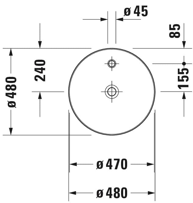 Раковина накладная Duravit Cape Cod 480×480 мм., с отверстием под смеситель 3