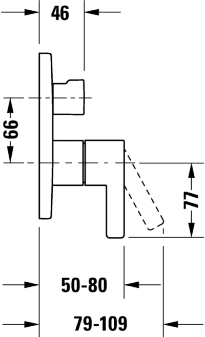 D-Neo Однорычажный смеситель  скрытого монтажа с переключателем на 2 потребителя 5