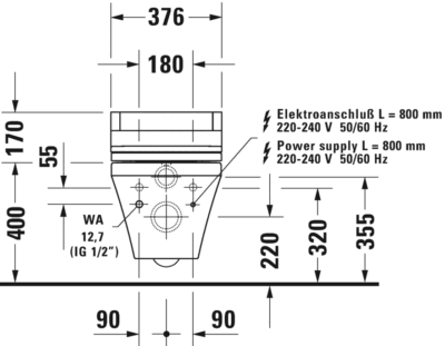 DuraStyle Унитаз подвесной для SensoWash®с вертикальным смывом 17