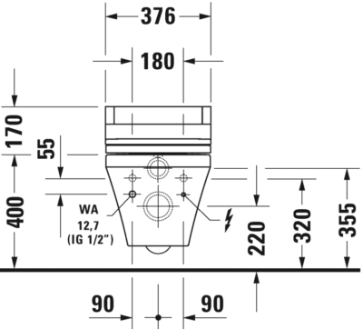 DuraStyle Унитаз подвесной для SensoWash®с вертикальным смывом 18