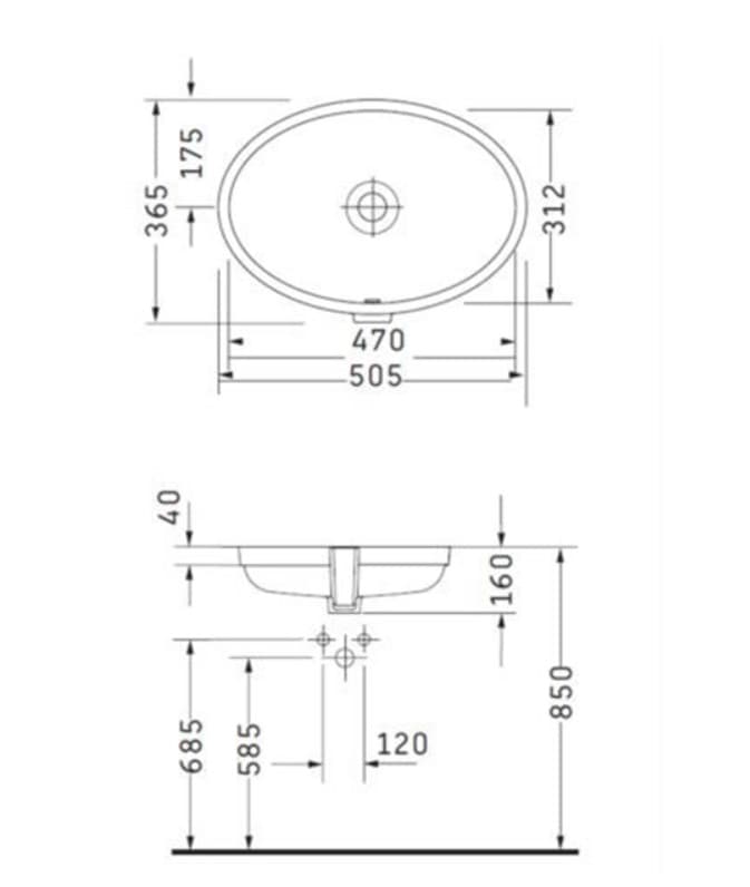 Раковина встраиваемая снизу Duravit Jelsa 470х315 мм., арт.: 2401470028 2