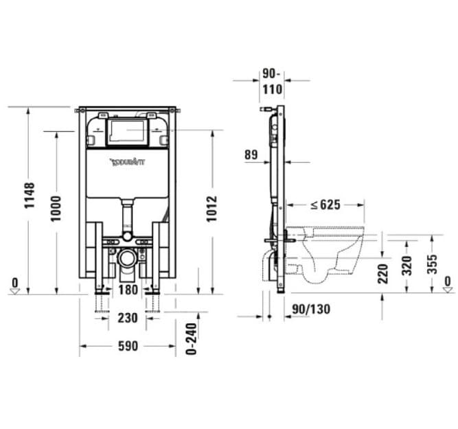 Инсталляция для подвесного унитаза Duravit DuraSystem 590х1148 мм., арт.: WD1024000060 2
