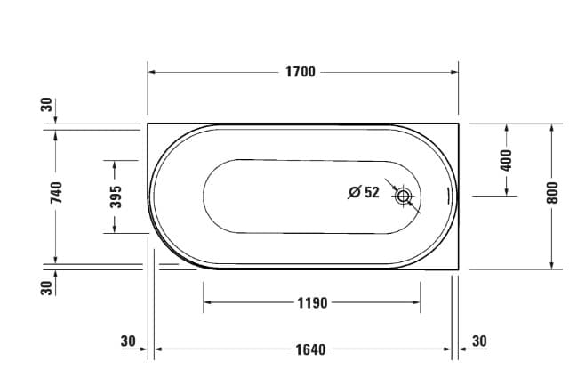 Угловая ванна Duravit DuraSenja 1700х800 мм., арт.: 700581000000000, белый глянцевый 3