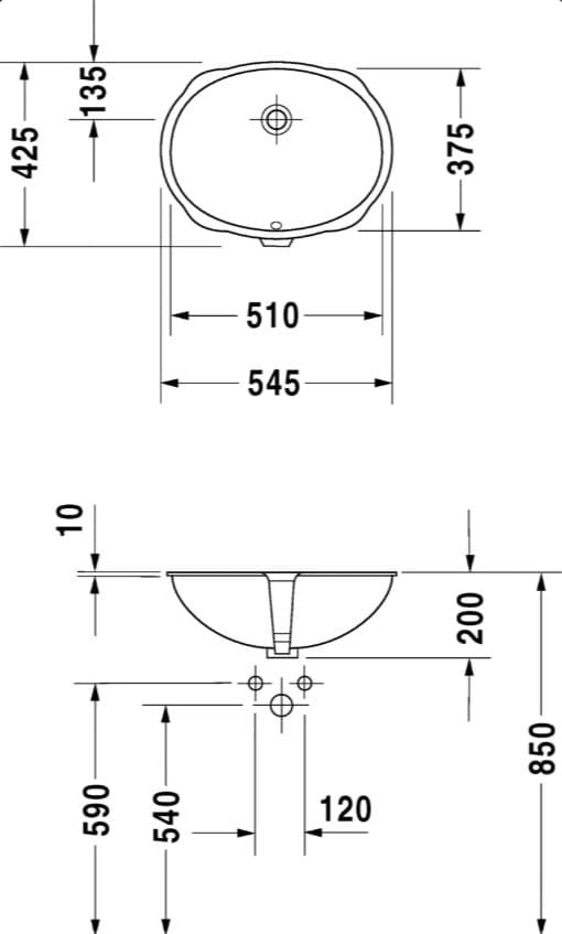 Раковина встраиваемая снизу Duravit Santosа 510х375 мм., арт.: 0466510000 2