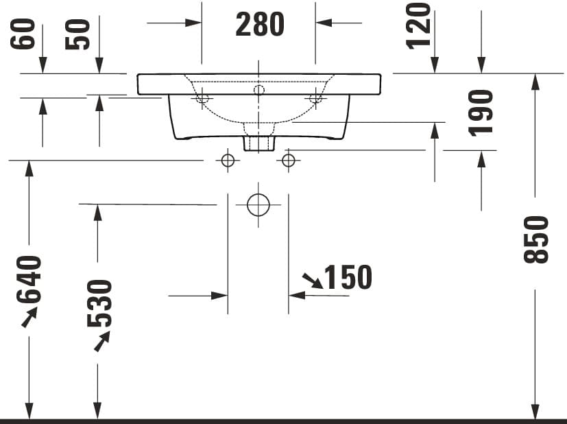 Раковина мебельная Duravit Aurena 600×500 мм., DuraShield 5