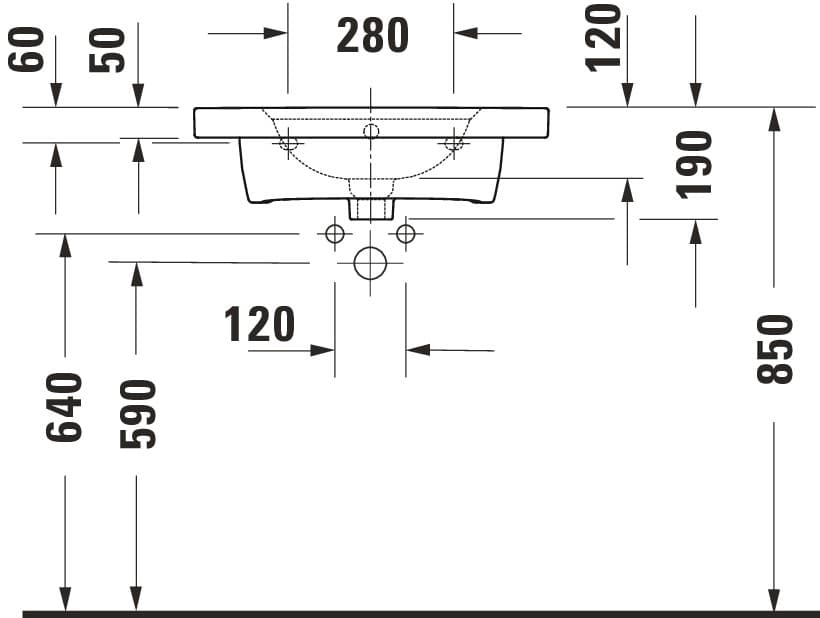 Раковина мебельная Duravit Aurena 600×500 мм., DuraShield 6