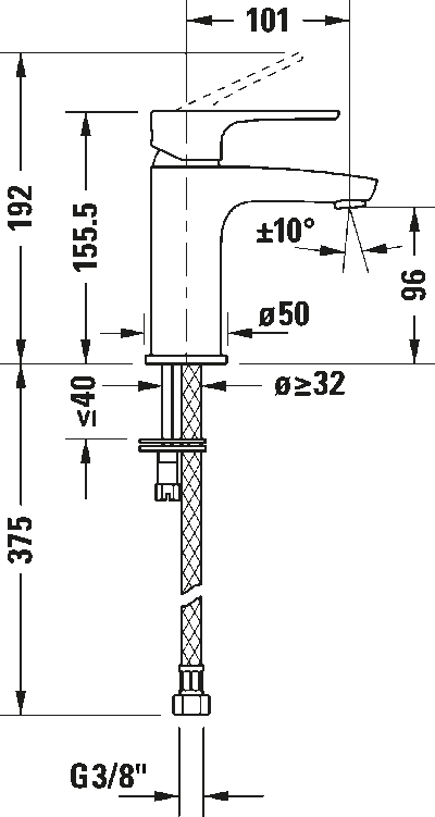 B1 Однорычажный смеситель для умывальника 8
