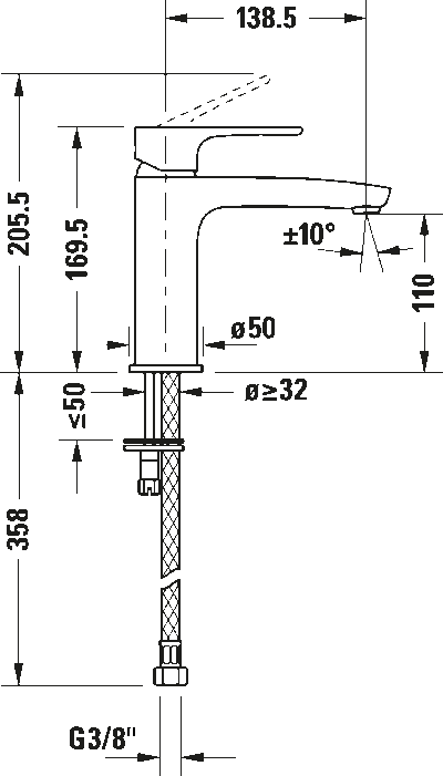 B1 Однорычажный смеситель для умывальника 14