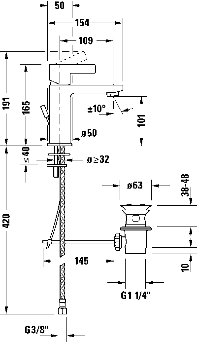 D-Neo Однорычажный смеситель для умывальника 33