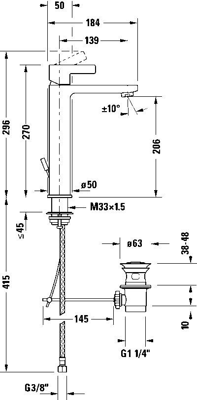 D-Neo Однорычажный смеситель для умывальника 13