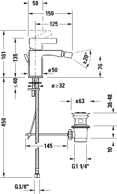 D-Neo Однорычажный смеситель для биде 12