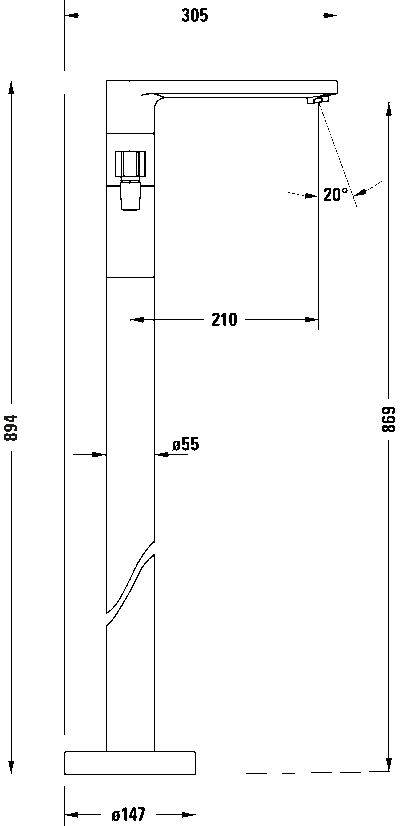 D-Neo Однорычажный напольный смеситель для ванны 5