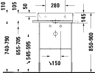 DuraSquare Консоль металлическая напольная **регулировка по высоте+ 50 мм 9