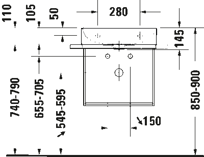 DuraSquare Консоль металлическая подвесная **включая крепление 5