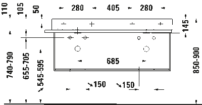 DuraSquare Консоль металлическая подвесная **включая крепление 5