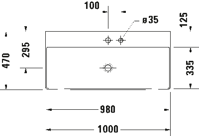 DuraSquare Умывальник шлифованный без перелива 20