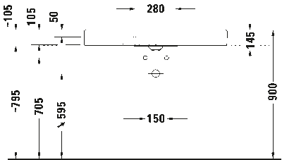 DuraSquare Умывальник шлифованный без перелива 21