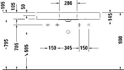 DuraSquare Умывальник шлифованный без перелива 22