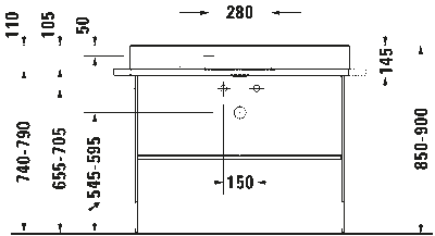DuraSquare Умывальник шлифованный без перелива 23