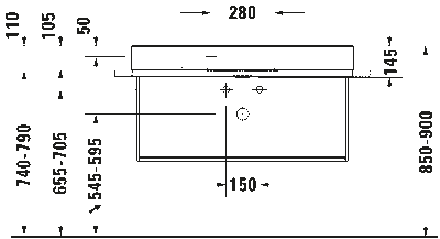 DuraSquare Умывальник шлифованный без перелива 25