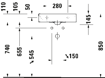DuraSquare Умывальник шлифованный без перелива 16