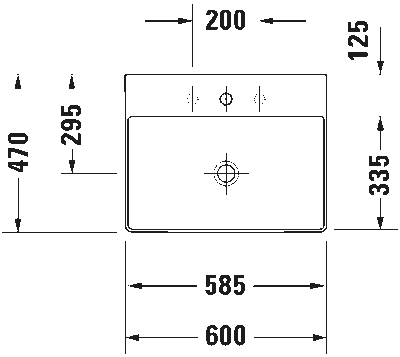 DuraSquare Умывальник шлифованный без перелива 20
