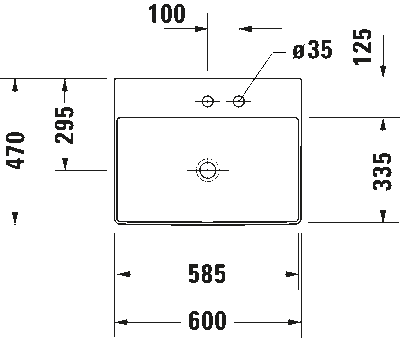 DuraSquare Умывальник шлифованный без перелива 21