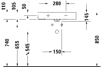 DuraSquare Умывальник шлифованный без перелива 22