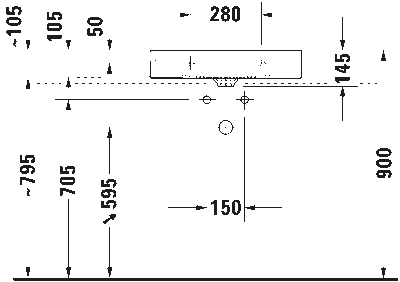 DuraSquare Умывальник шлифованный без перелива 23