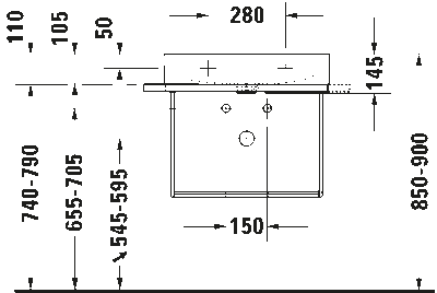 DuraSquare Умывальник шлифованный без перелива 25