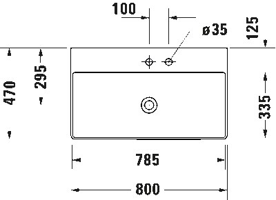 DuraSquare Умывальник шлифованный без перелива 13