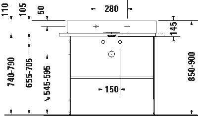 DuraSquare Умывальник шлифованный без перелива 16