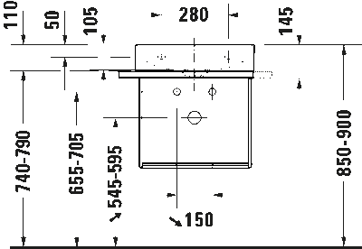 DuraSquare Умывальник компакт шлифованный без перелива 4