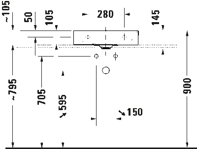 DuraSquare Умывальник компакт шлифованный без перелива 6