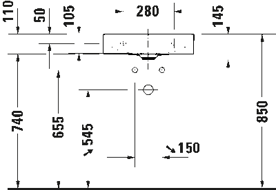 DuraSquare Умывальник компакт шлифованный без перелива 7