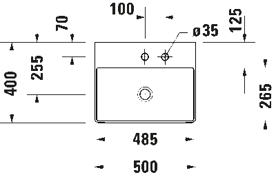 DuraSquare Умывальник компакт шлифованный без перелива 8