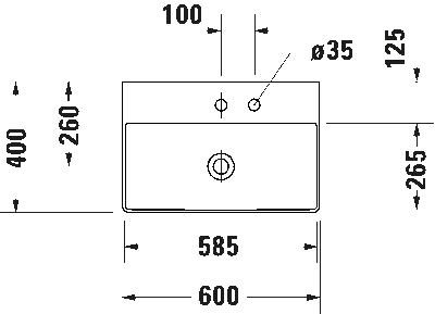 DuraSquare Умывальник компакт шлифованный без перелива 7