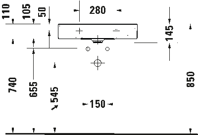 DuraSquare Умывальник компакт шлифованный без перелива 8