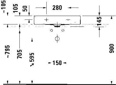 DuraSquare Умывальник компакт шлифованный без перелива 9
