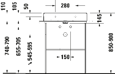 DuraSquare Умывальник компакт шлифованный без перелива 10