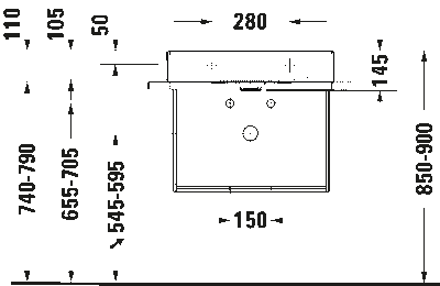 DuraSquare Умывальник компакт шлифованный без перелива 11