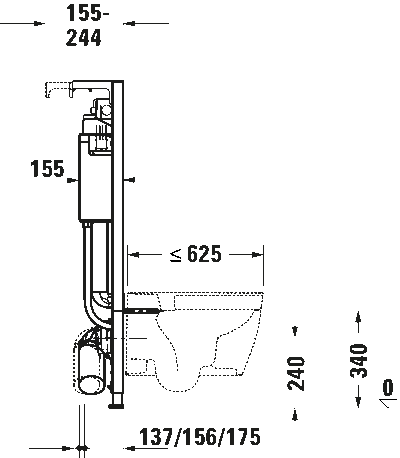 DuraSystem Installationselem. Монтажный элемент для подвесного унитаза в сборке 6