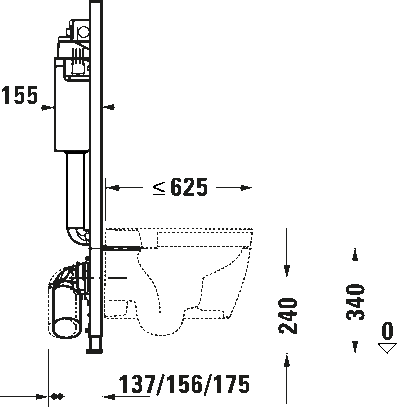 DuraSystem Installationselem. монтажный элемент для подвесного унитаза в сборке 5