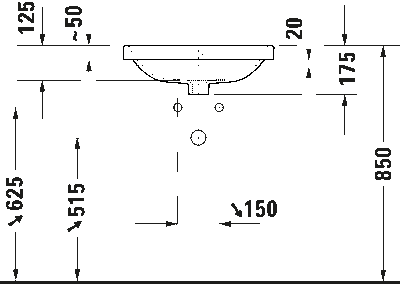 Duravit №1 Умывальник встраиваемый для встраивания сверху 3