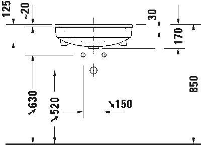 Duravit №1 Умывальник встраиваемый для встраивания сверху 3