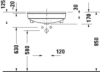 Duravit №1 Умывальник встраиваемый для встраивания сверху 4