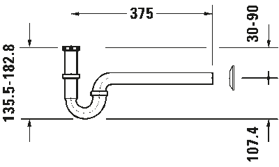 Трубчатый сифон для умывальника с удлиненной сливной трубой 5
