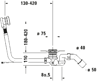 Комплект слива-перелива квадратно-овальный** (обязательно требуется обратный клапан 4